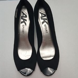 Anne Klein Black Peep-Toe Heels